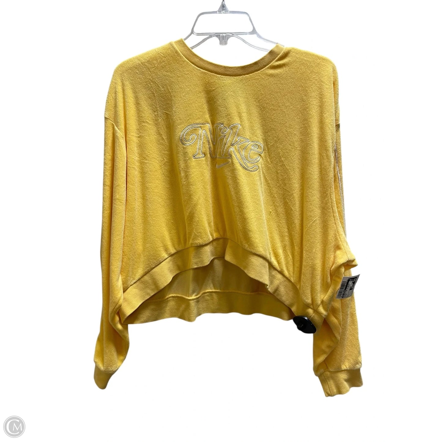 Athletic Top Long Sleeve Collar By Nike Apparel In Yellow, Size: L