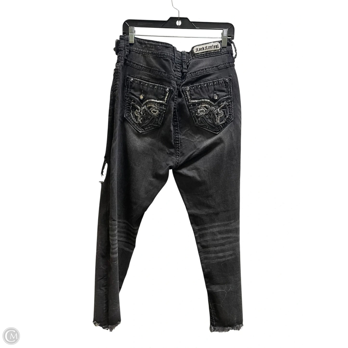 Jeans Skinny By Rock Revival In Black, Size: 14