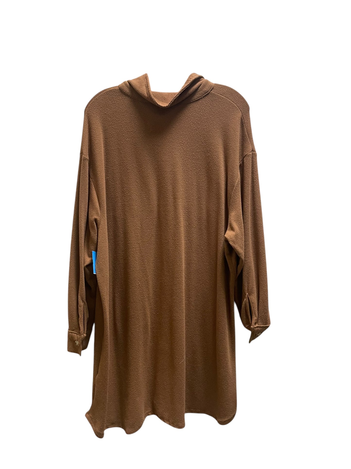Top Long Sleeve By Terra & Sky In Brown, Size: 1x