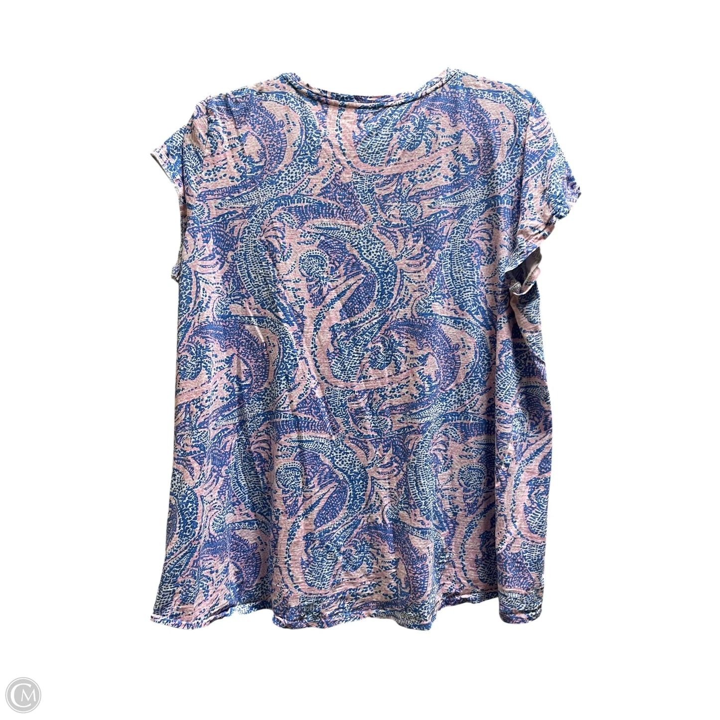 Top Short Sleeve Designer By Lilly Pulitzer In Blue, Size: Xl