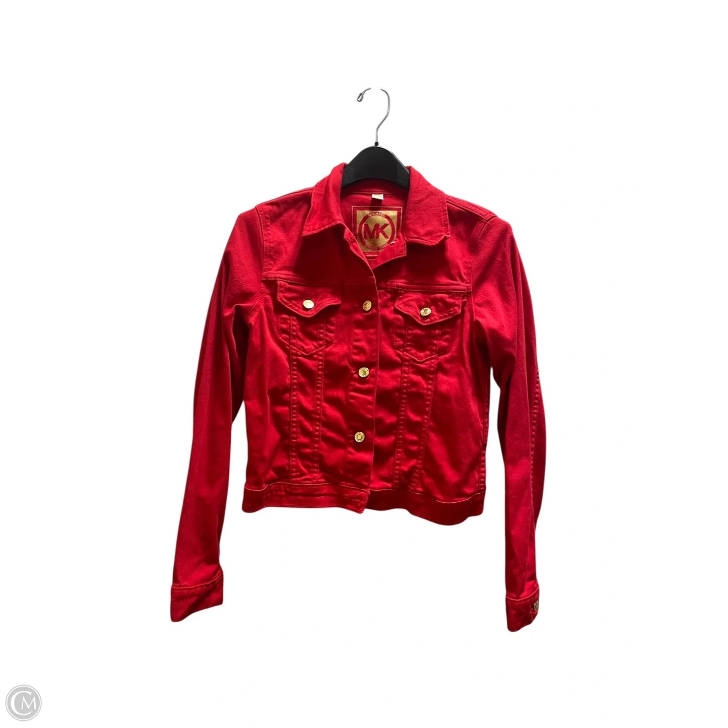 Jacket Designer By Michael Kors In Red Denim, Size: S