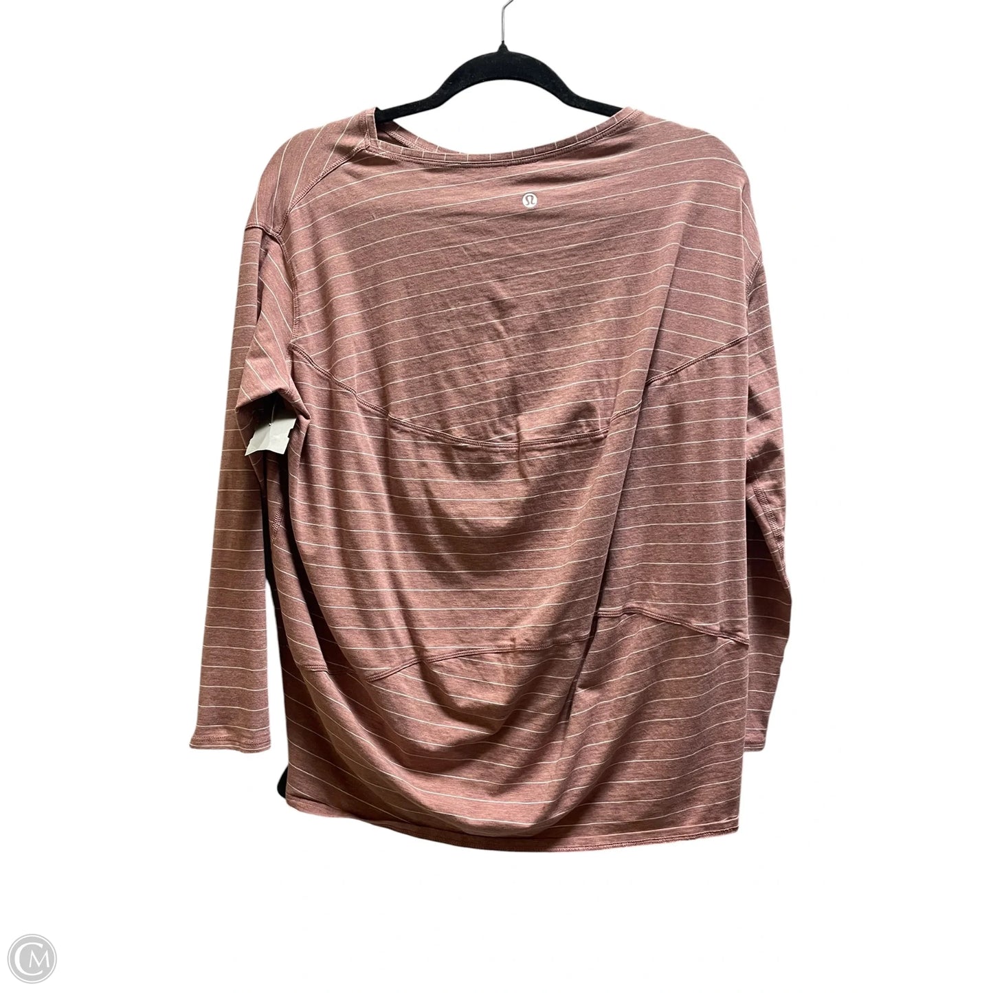 Athletic Top Long Sleeve Collar By Lululemon In Striped Pattern, Size: L