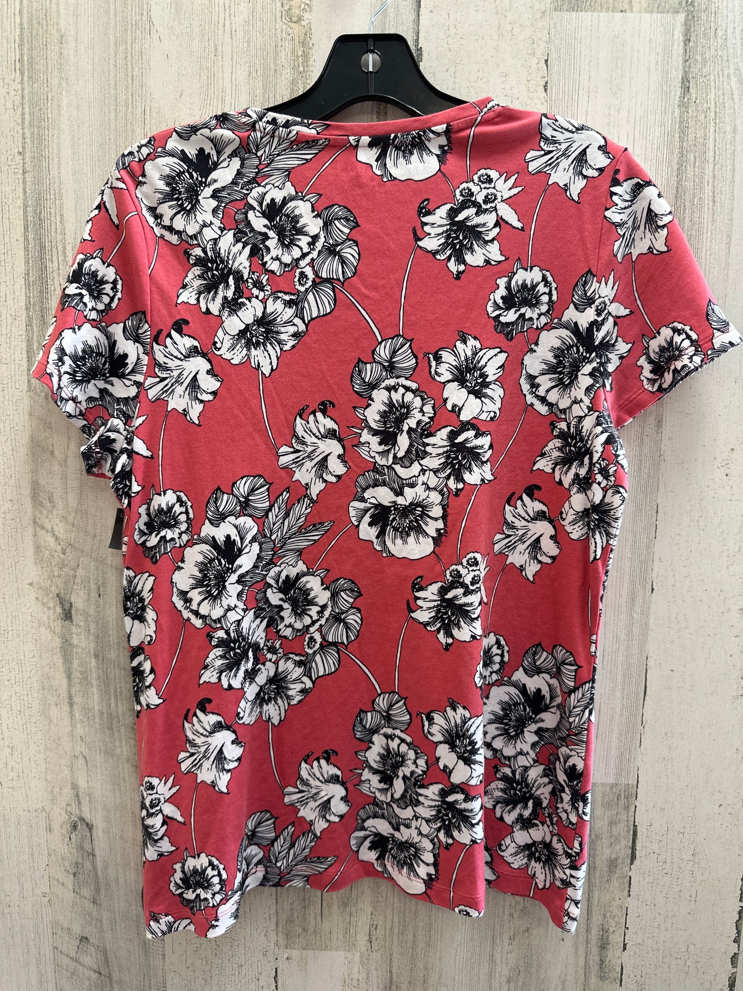 Floral Print Top Short Sleeve Basic Croft And Barrow, Size L