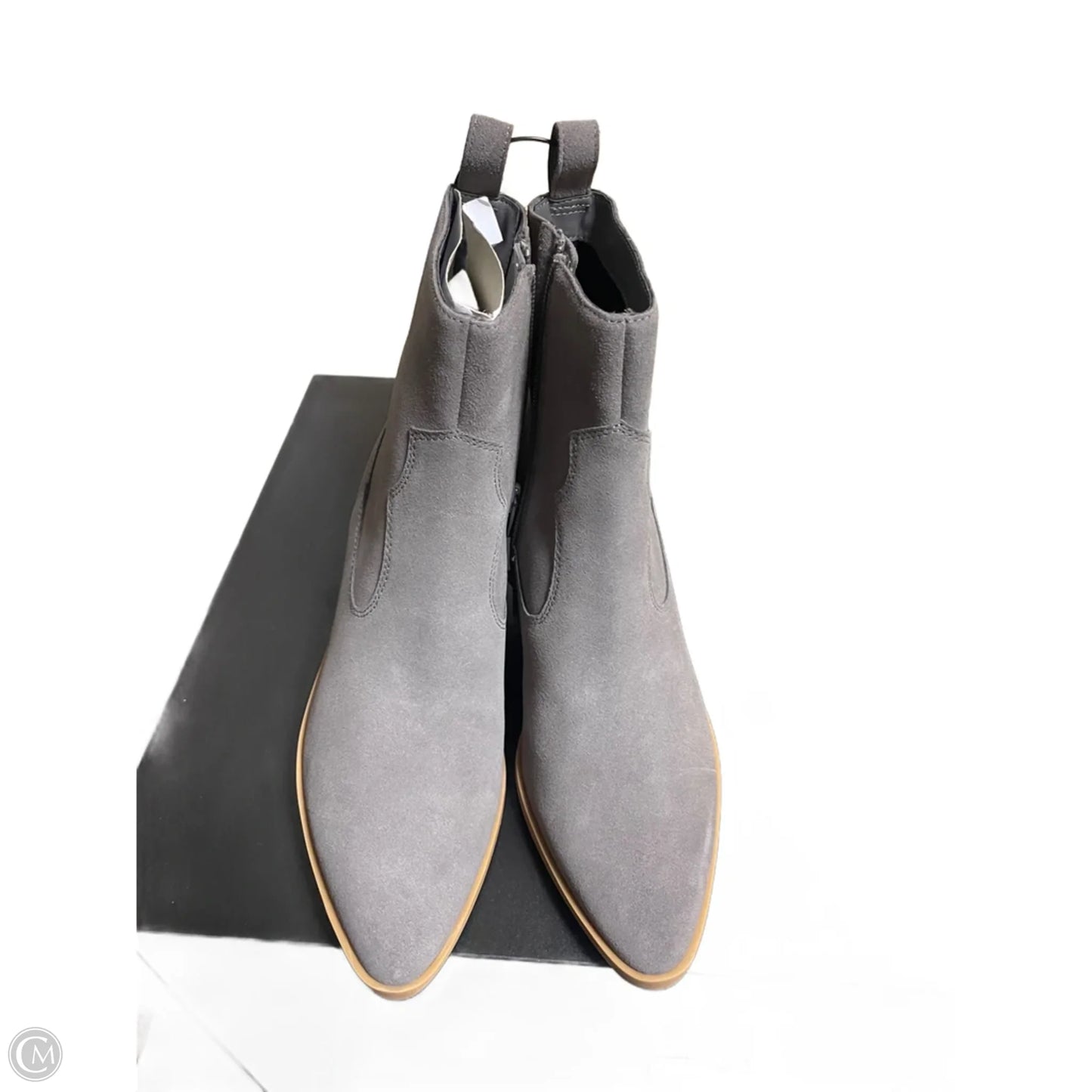 Boots Ankle Heels By Clothes Mentor In Grey, Size: 7.5