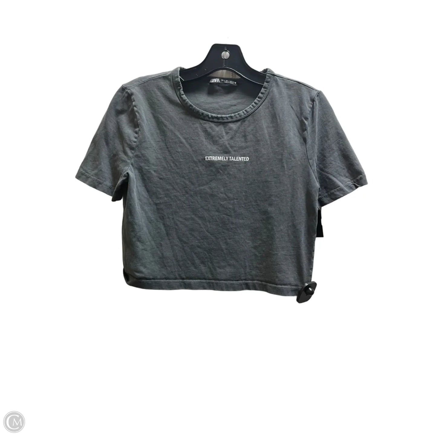 Top Short Sleeve Basic By Zara In Grey, Size: S