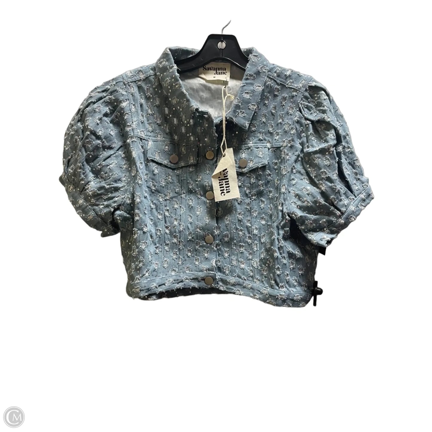 Top Short Sleeve By Savanna Jane In Blue, Size: M