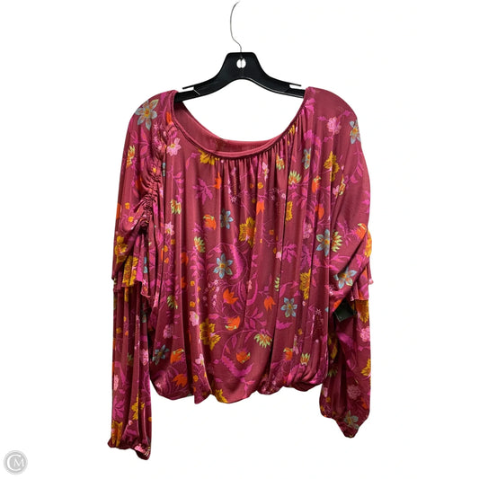 Top Long Sleeve By Free People In Maroon, Size: M