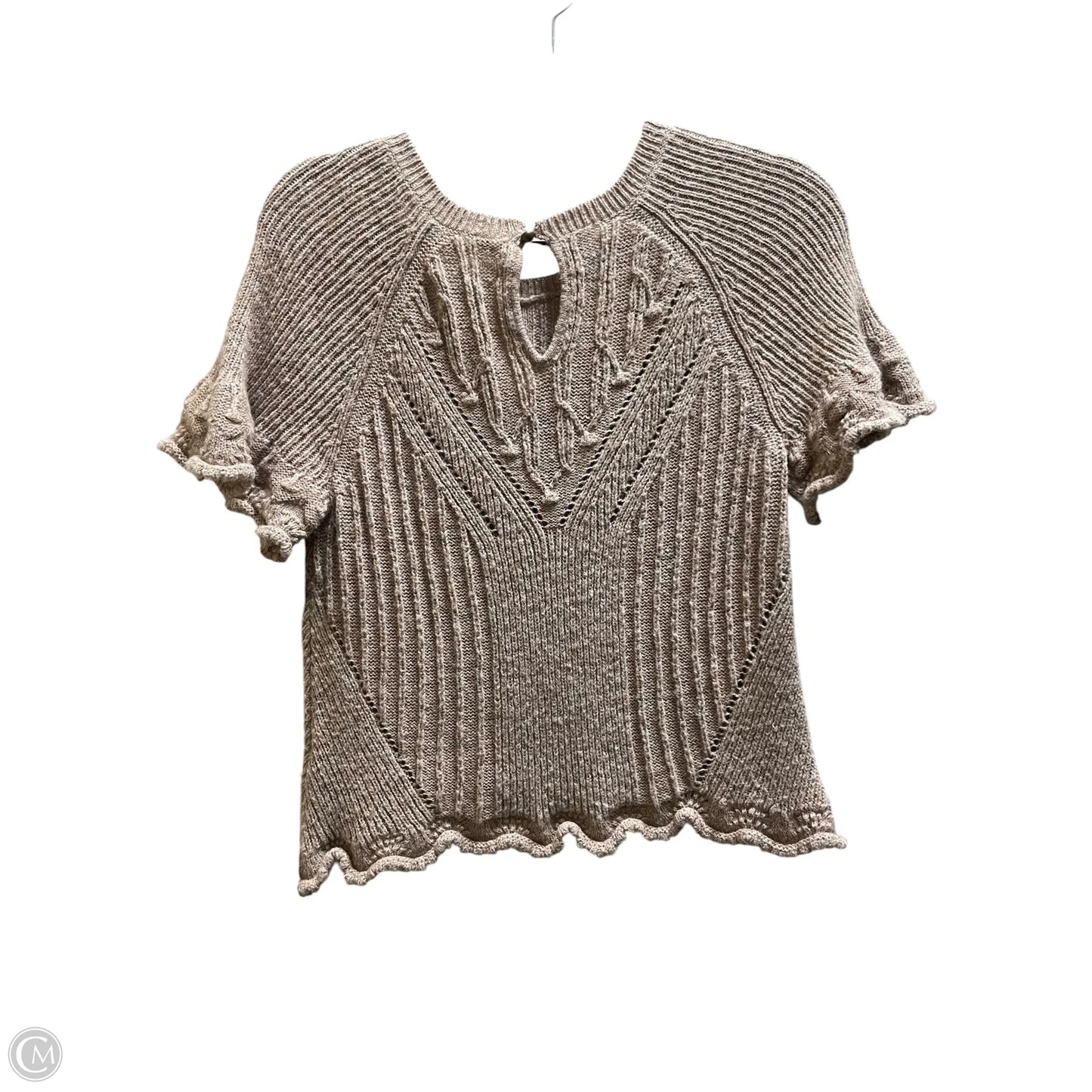 Top Short Sleeve By Anthropologie In Tan, Size: S
