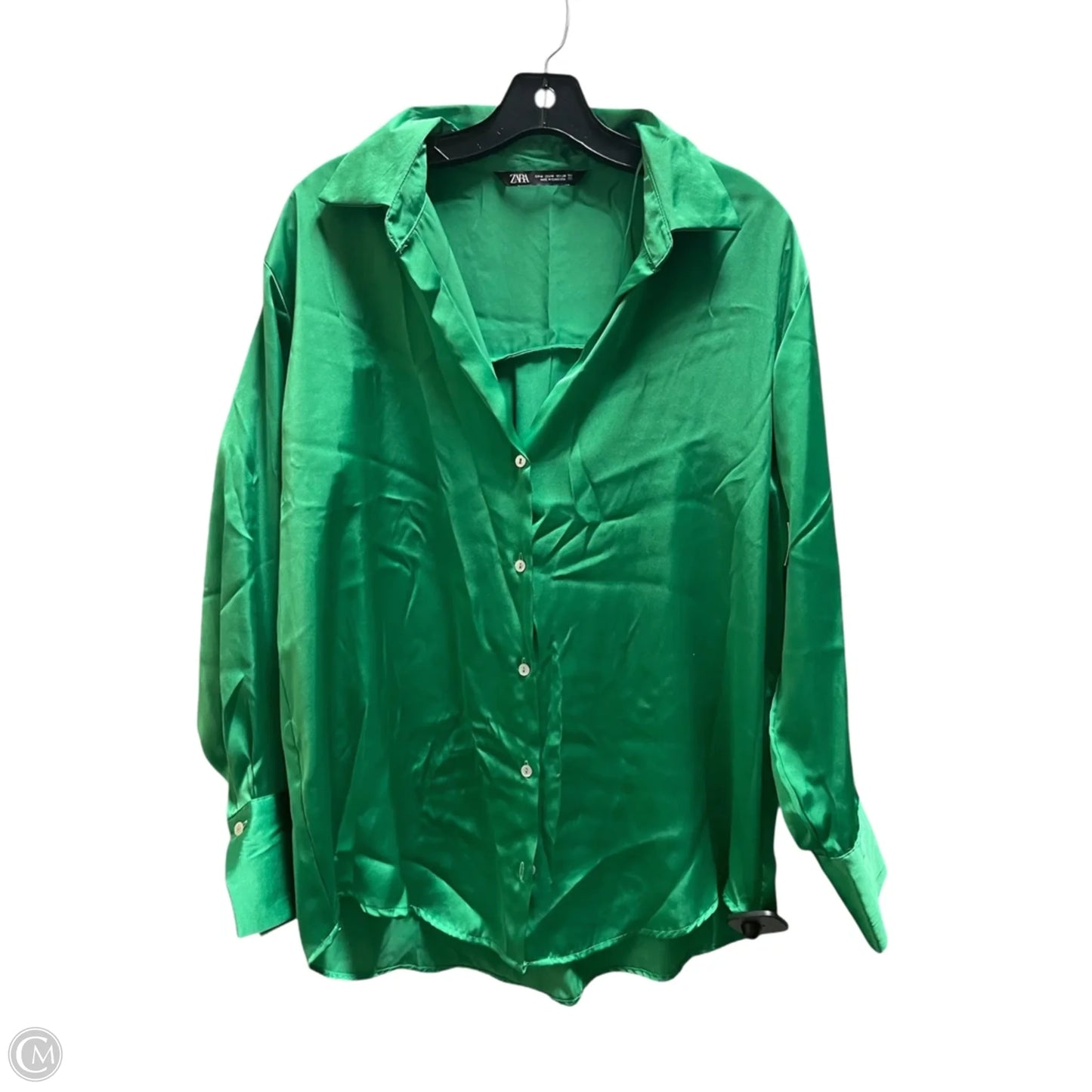 Top Long Sleeve By Zara In Green, Size: M