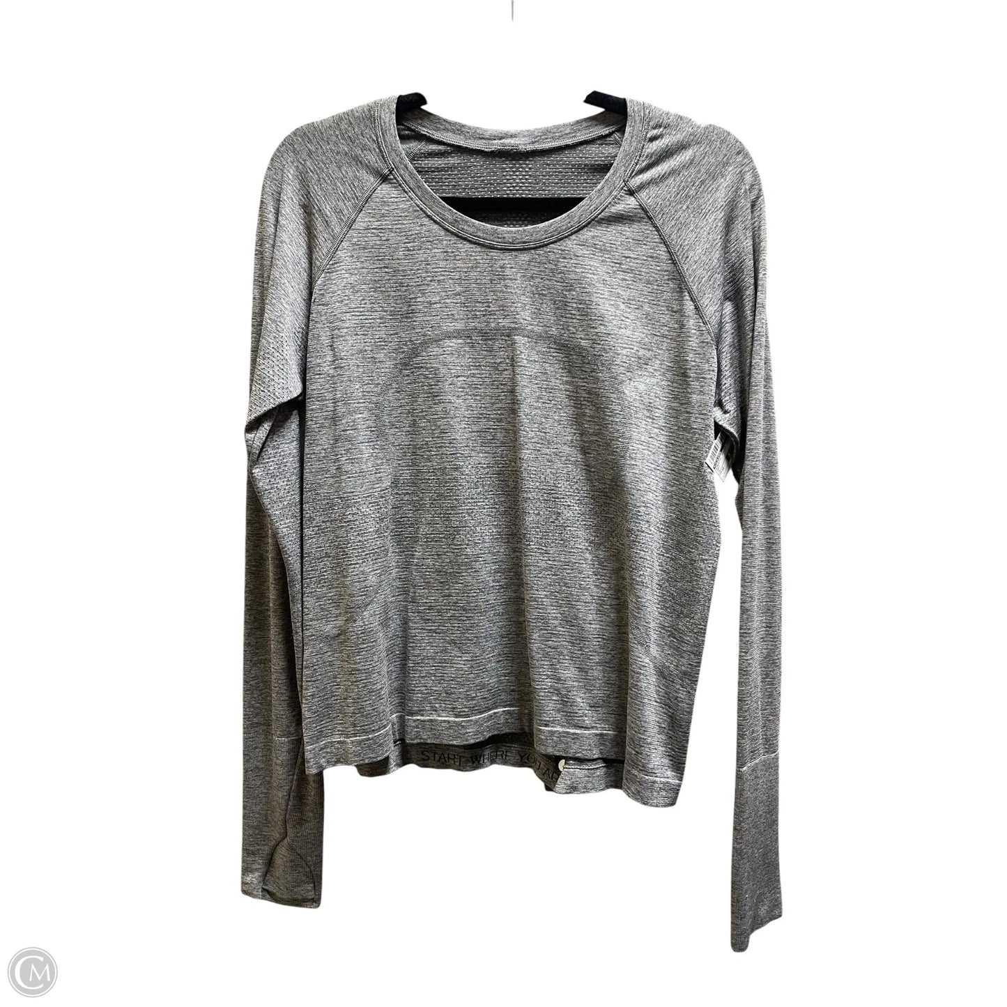 Athletic Top Long Sleeve Collar By Lululemon In Grey, Size: 12