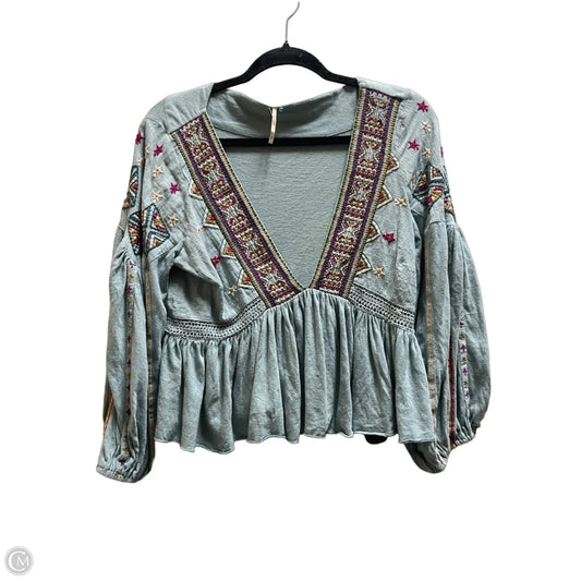 Top Long Sleeve By Free People In Blue, Size: S