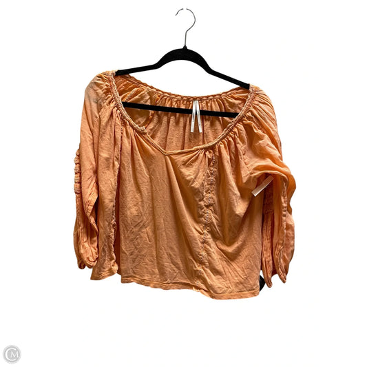 Top Short Sleeve By Anthropologie In Orange, Size: M