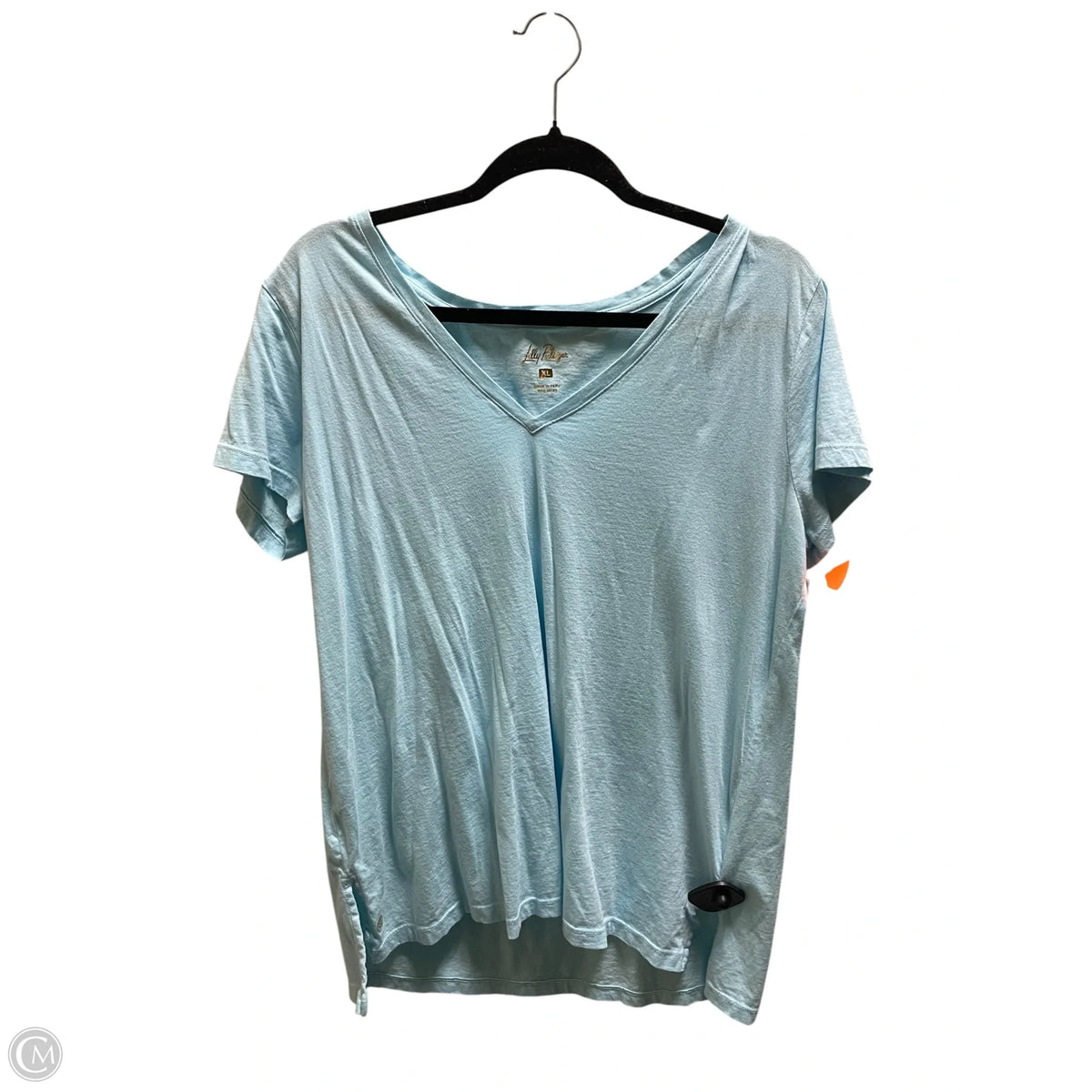 Top Short Sleeve Designer By Lilly Pulitzer In Blue, Size: Xl