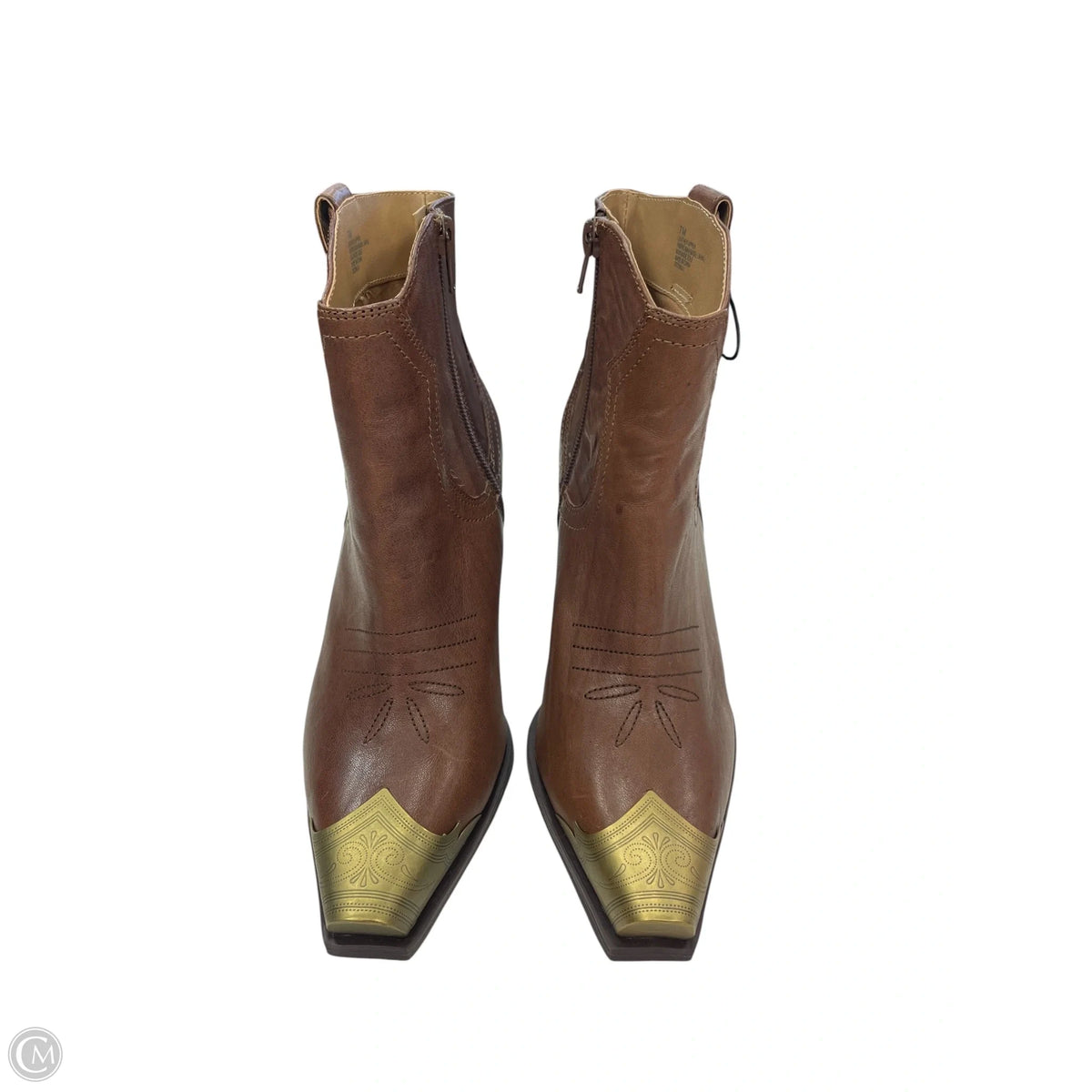 Boots Ankle Heels By Gb In Brown, Size: 7