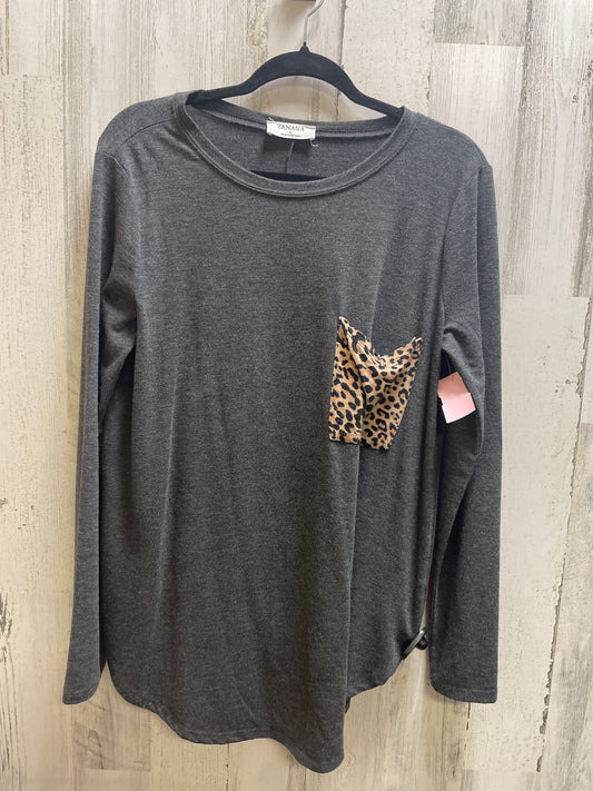 Top Long Sleeve By Zenana Outfitters In Grey, Size: L