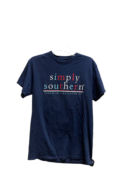 Top Short Sleeve By Simply Southern In Blue, Size: M