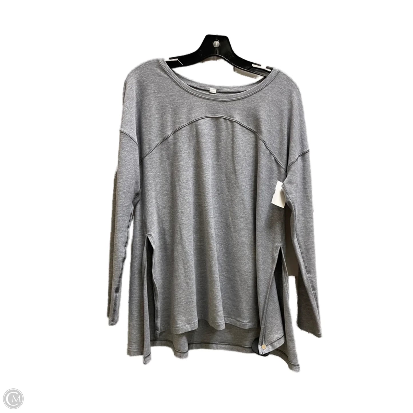 Athletic Top Long Sleeve Collar By Lululemon In Grey, Size: 12