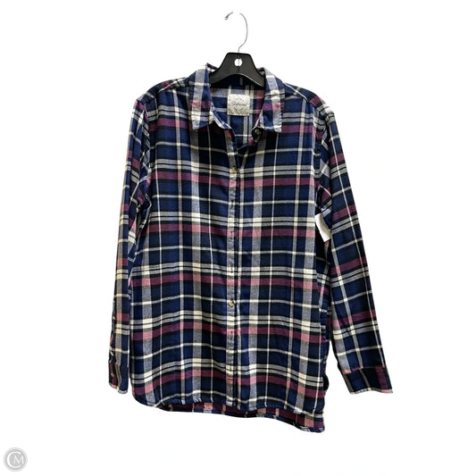 Top Long Sleeve By Jachs Girlfirend In Plaid Pattern, Size: L