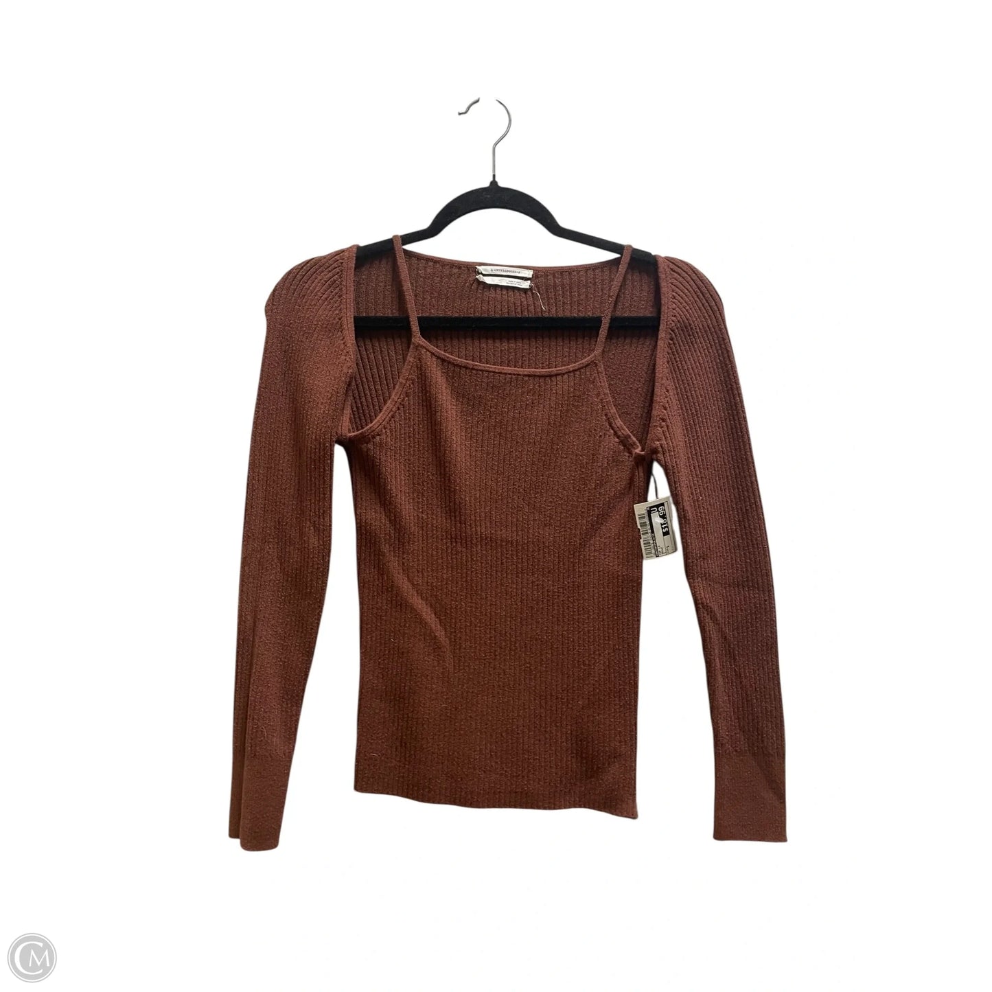 Top Long Sleeve By Anthropologie In Brown, Size: S