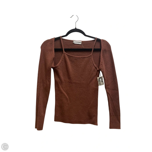 Top Long Sleeve By Anthropologie In Brown, Size: S