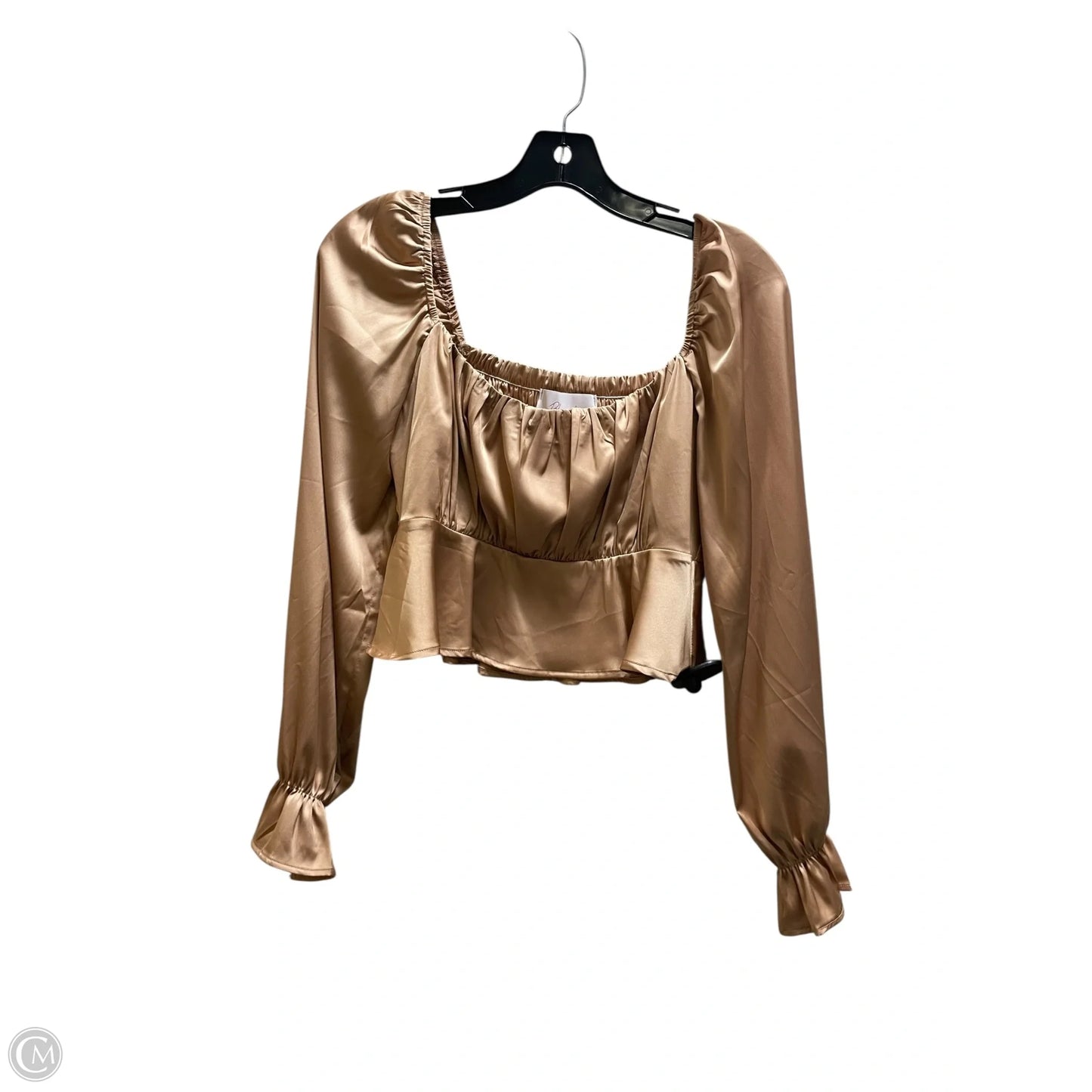 Top Long Sleeve By Blush In Tan, Size: M