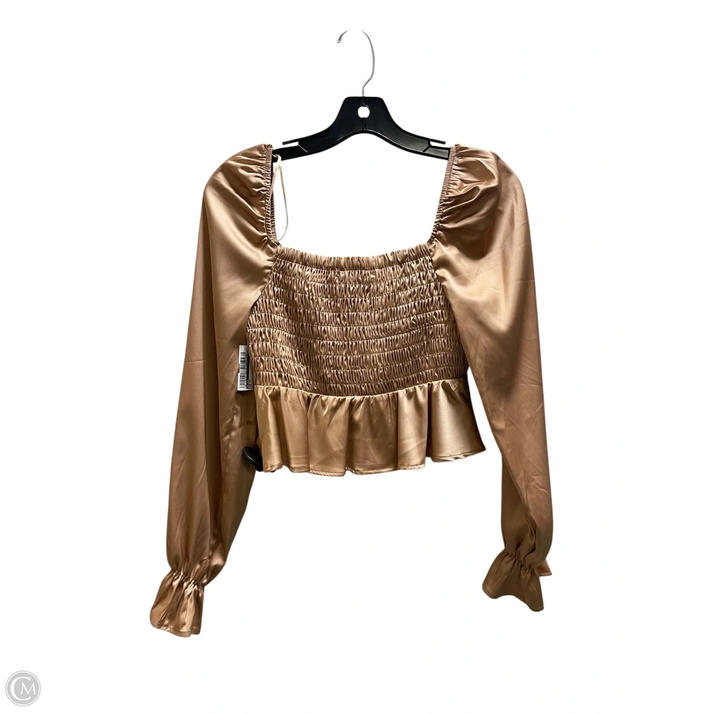Top Long Sleeve By Blush In Tan, Size: M