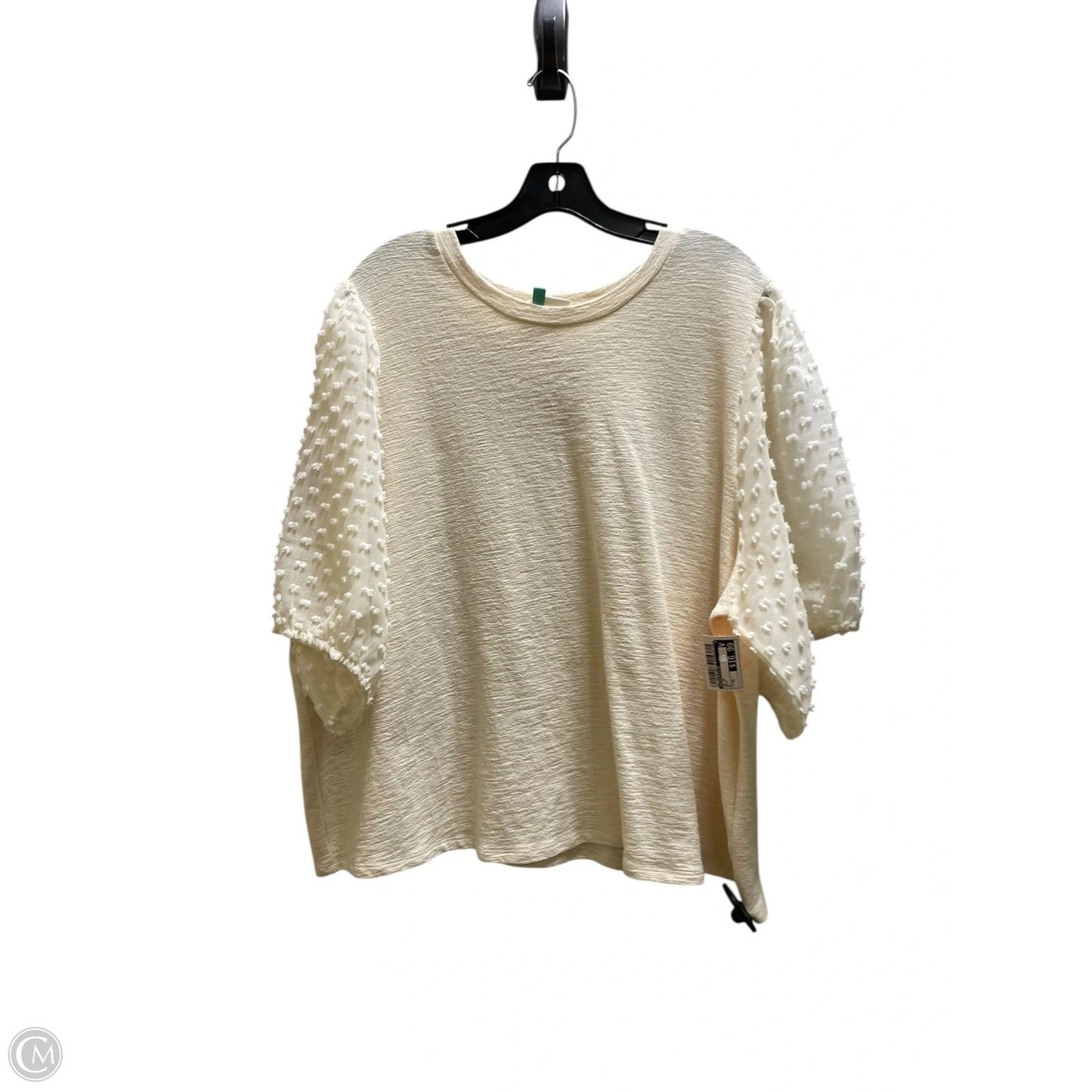Top Short Sleeve By Anthropologie In Cream, Size: 3x