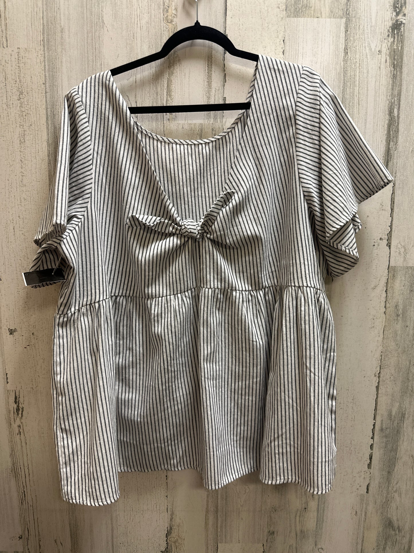 Striped Pattern Top Short Sleeve Andree By Unit, Size 2x