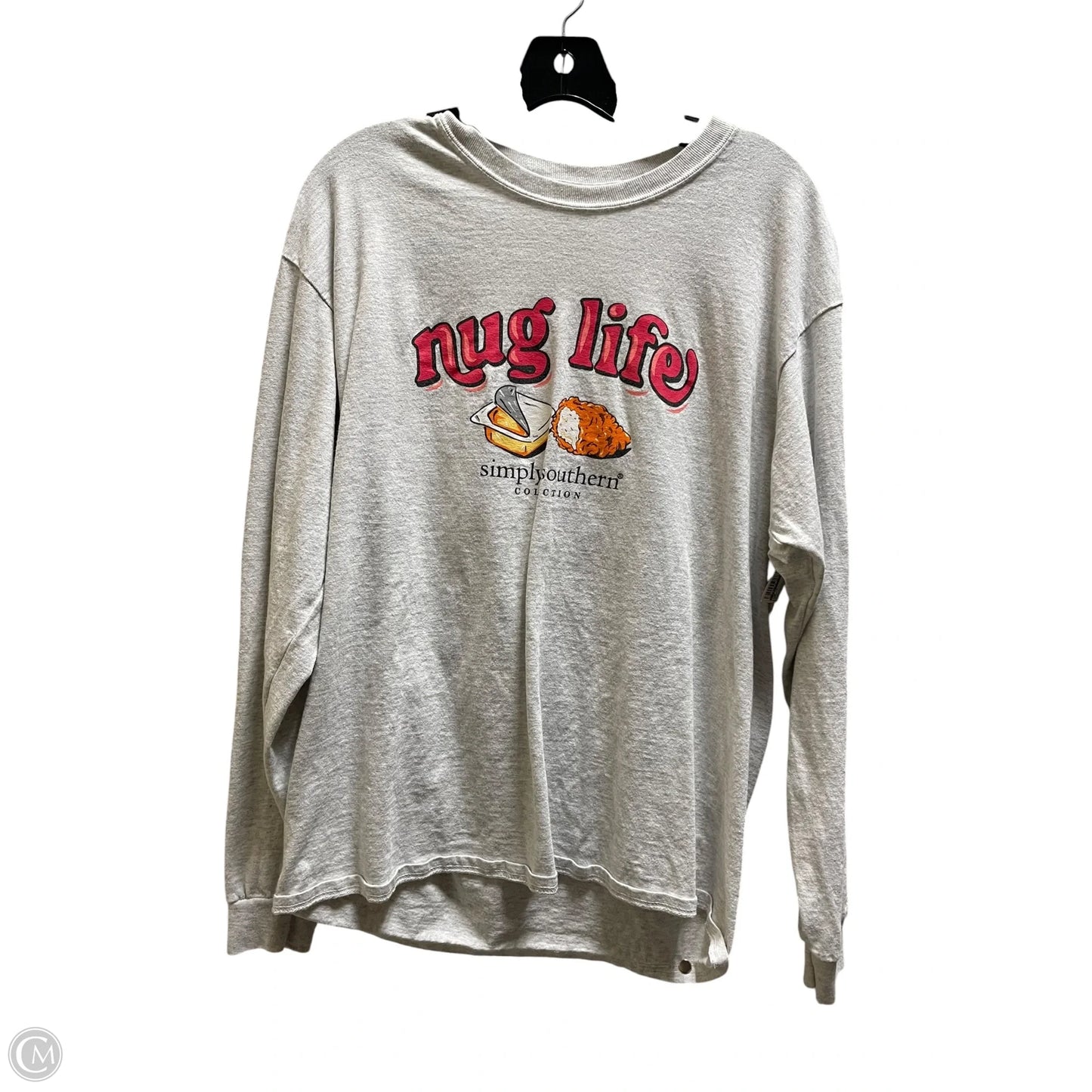 Top Long Sleeve By Simply Southern In Grey, Size: L