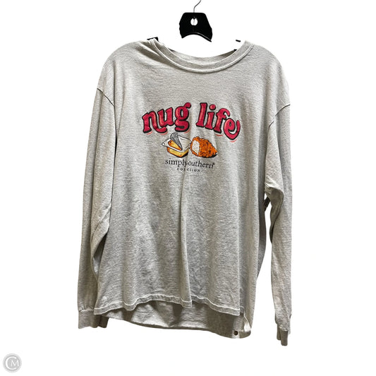 Top Long Sleeve By Simply Southern In Grey, Size: L