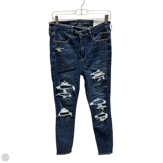 Jeans Straight By American Eagle In Blue Denim, Size: 8