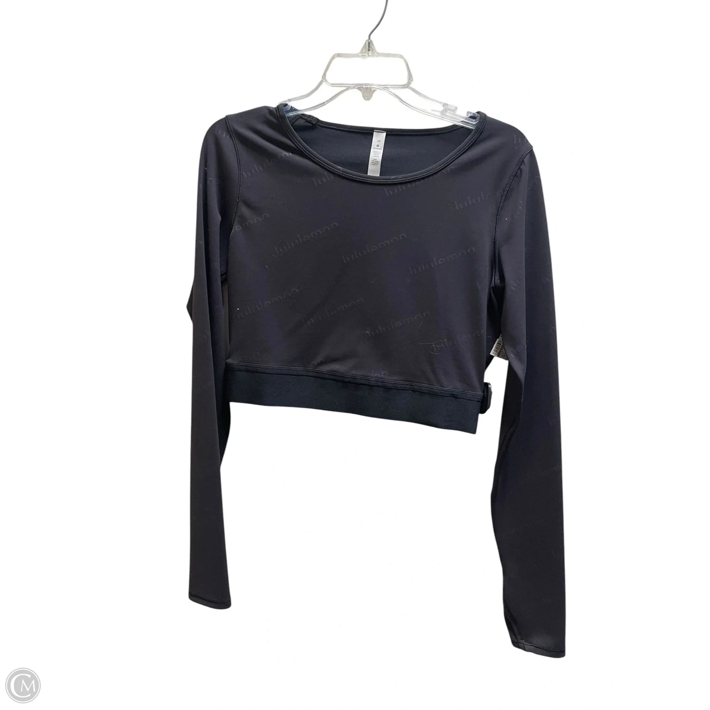 Athletic Top Long Sleeve Collar By Lululemon In Black, Size: 10