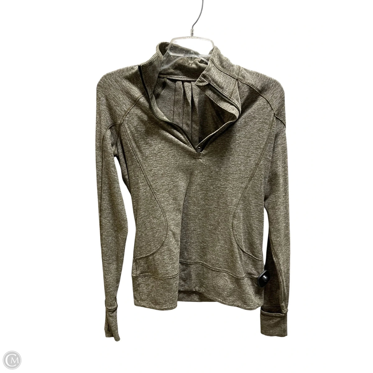 Athletic Top Long Sleeve Collar By Lululemon In Green, Size: S