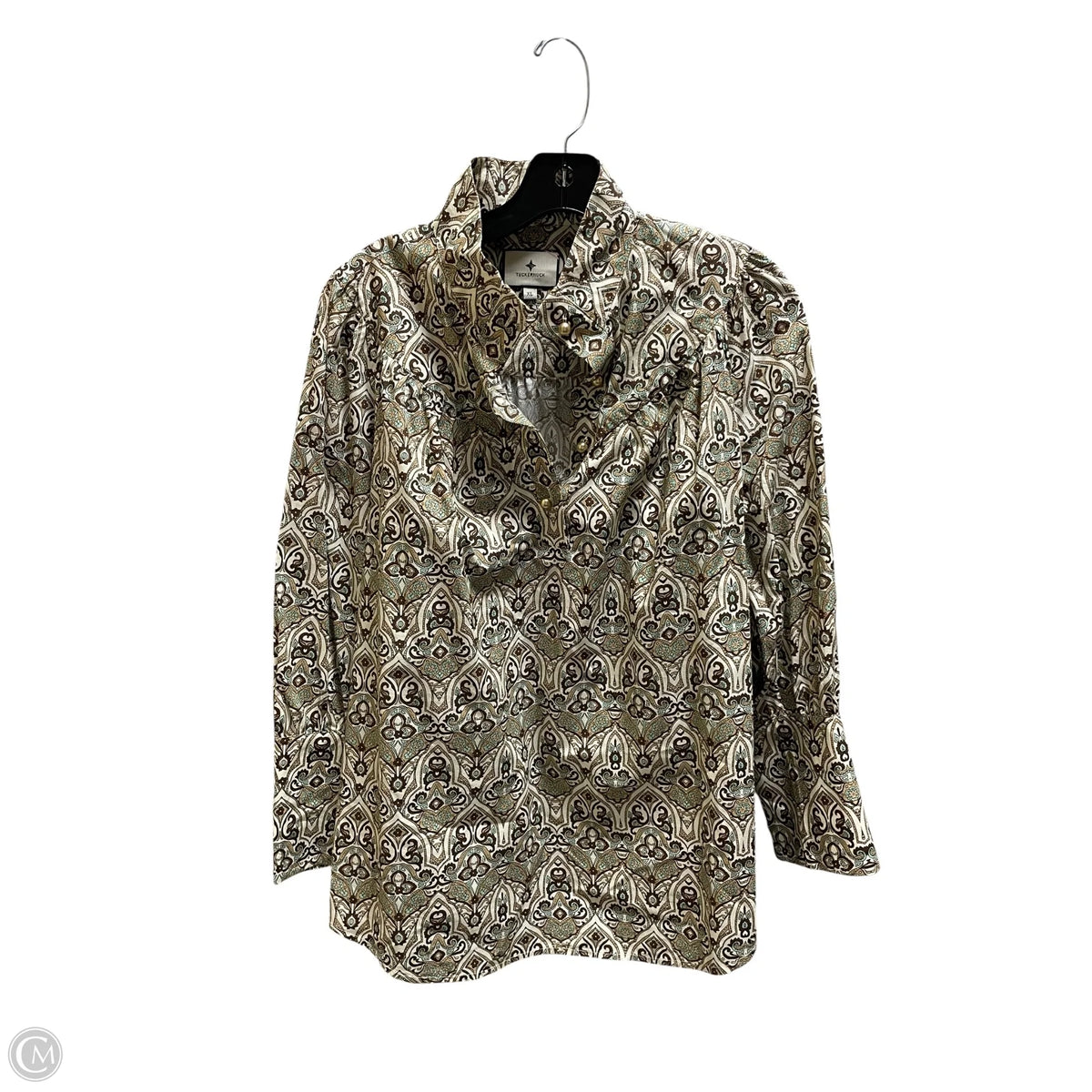 Top Long Sleeve Designer By Tuckernuck In Tan, Size: Xl