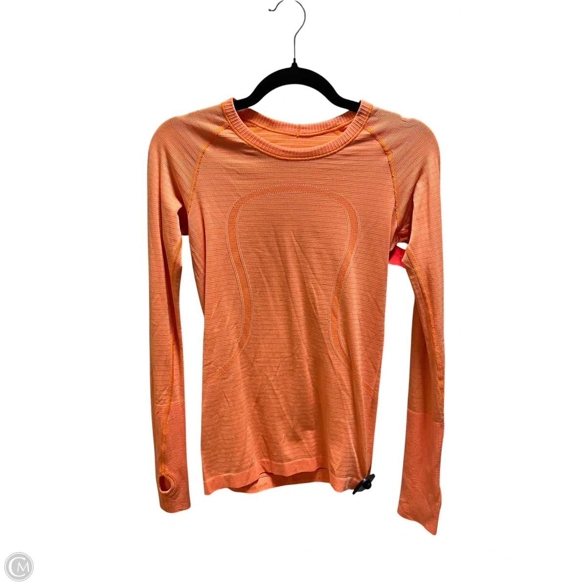 Athletic Top Long Sleeve Collar By Lululemon In Orange, Size: 4