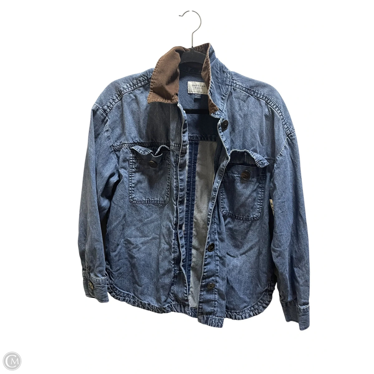 Top Long Sleeve By American Eagle In Blue Denim, Size: Xs