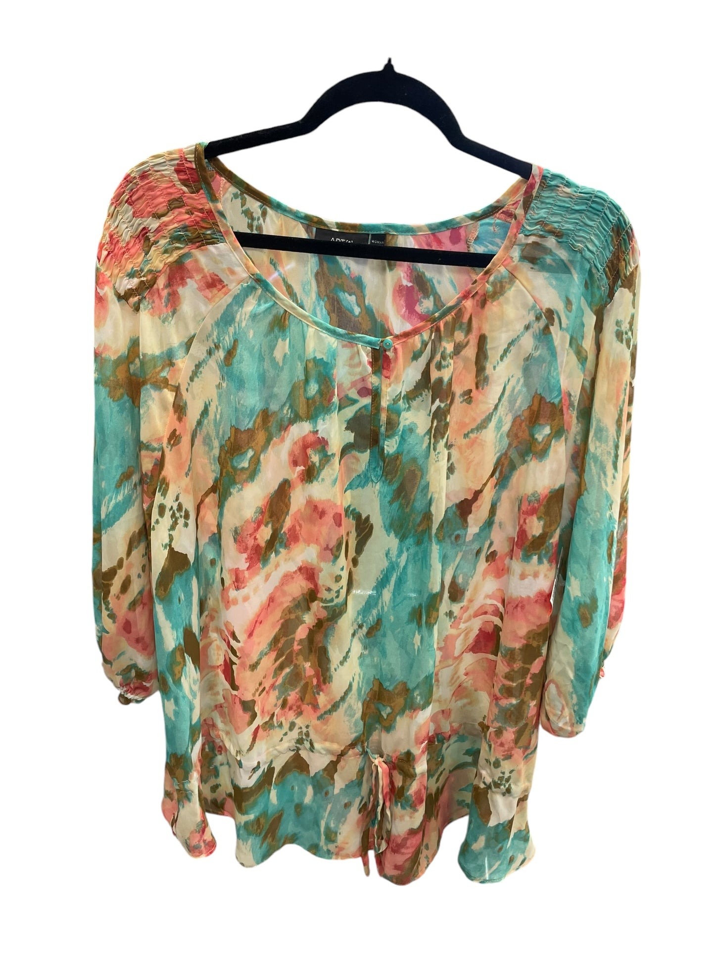 Top Long Sleeve By Apt 9 In Multi-colored, Size: 2x