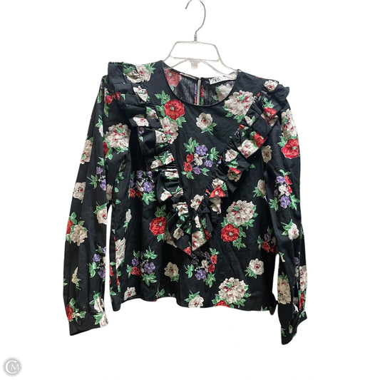Top Long Sleeve By Zara In Black, Size: S