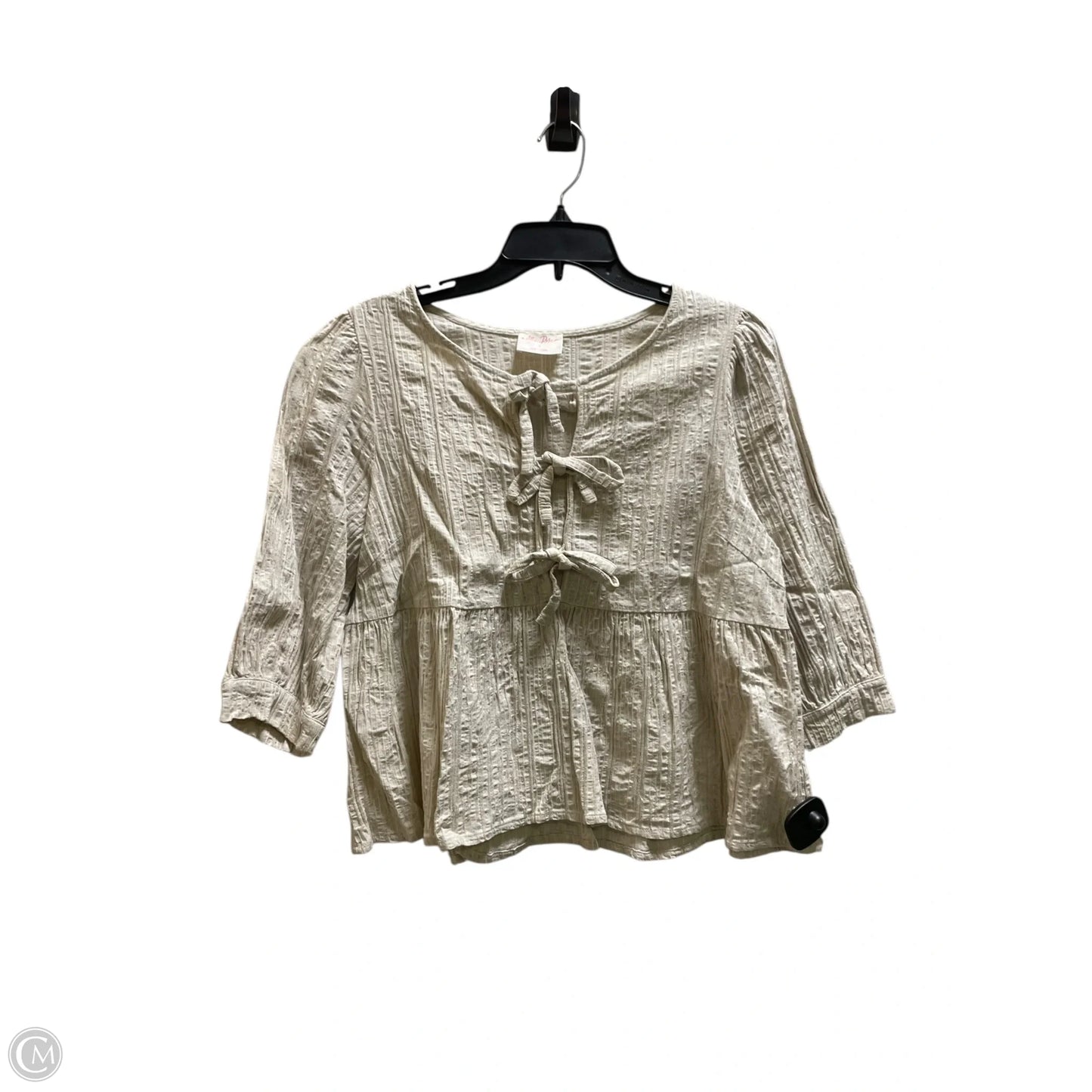 Top Long Sleeve By Allie Rose In Tan, Size: L