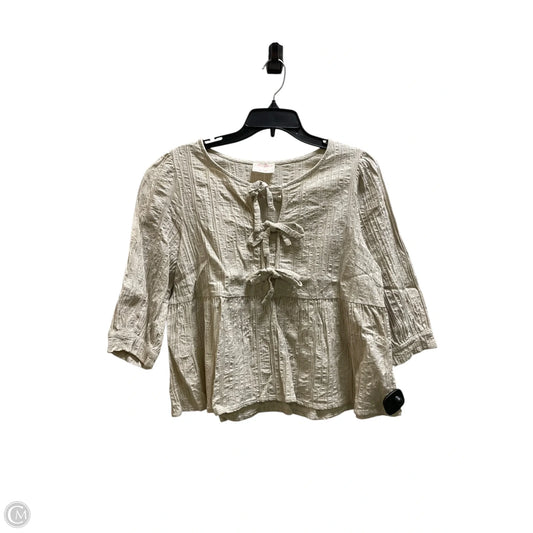 Top Long Sleeve By Allie Rose In Tan, Size: L