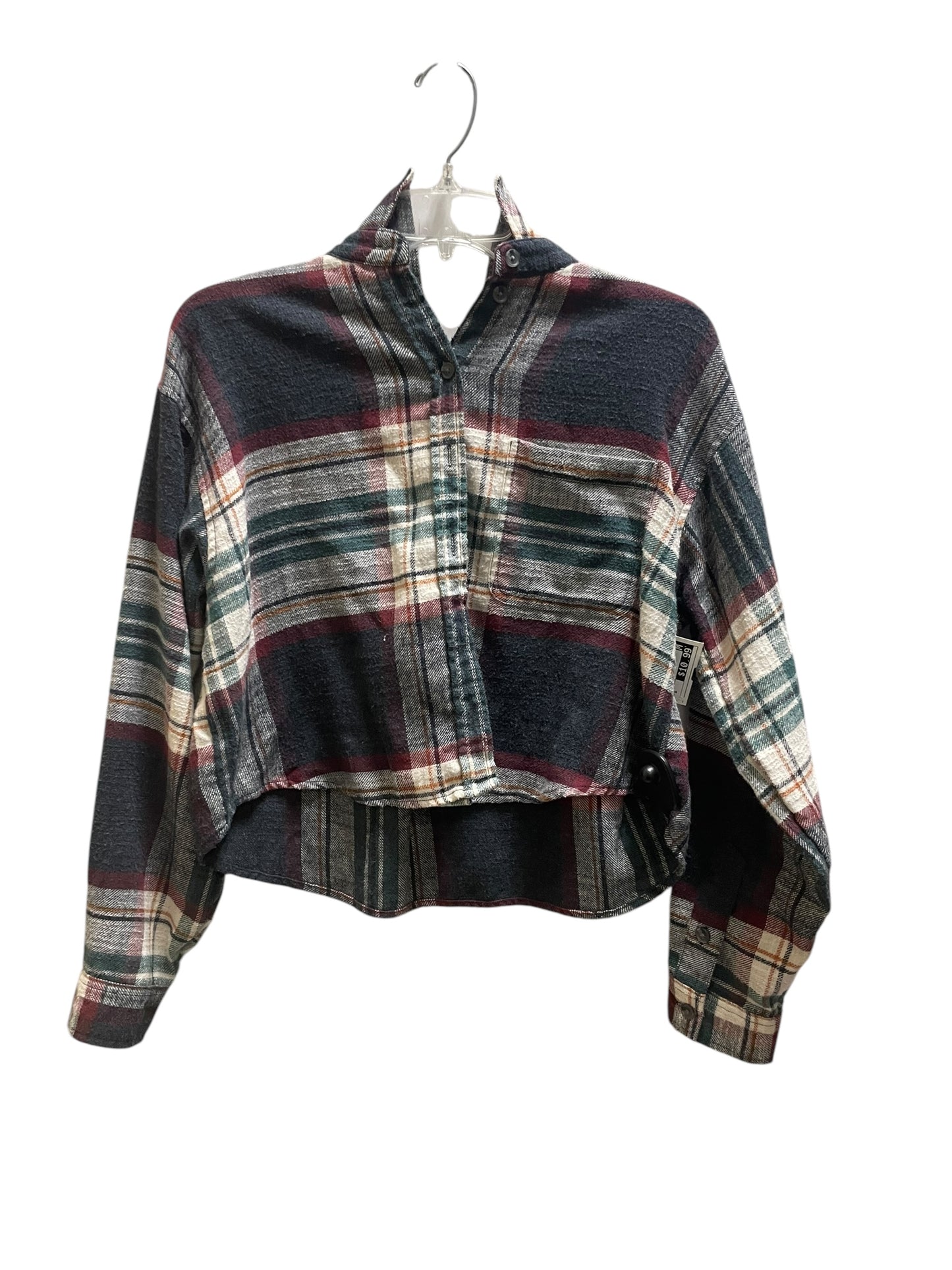 Top Long Sleeve By American Eagle In Plaid Pattern, Size: S