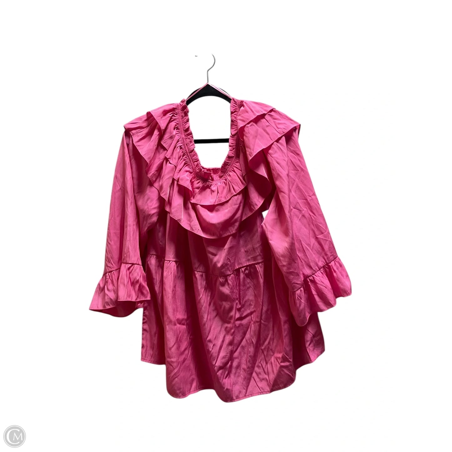 Top Short Sleeve By Chicsoul In Pink, Size: 2x