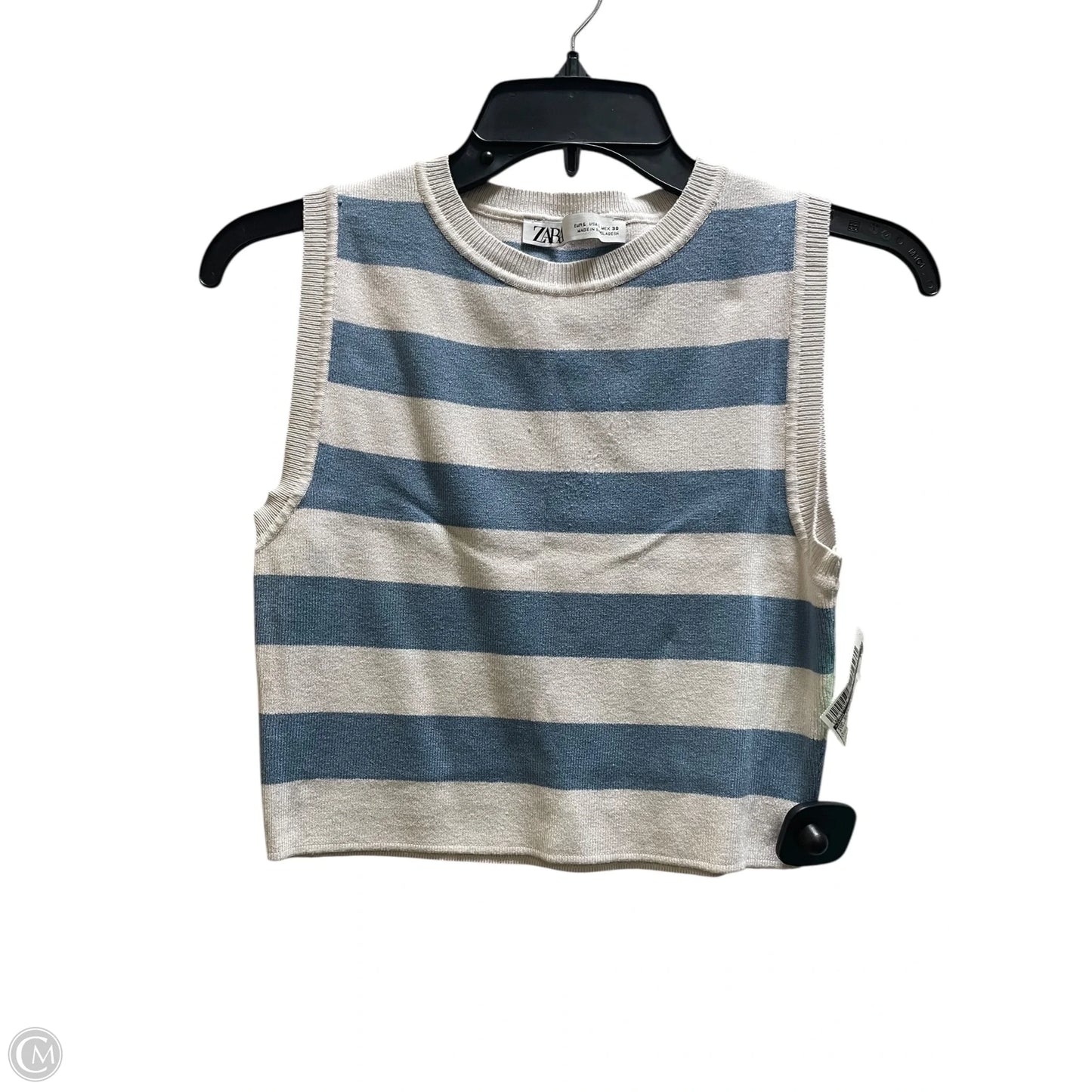 Top Sleeveless By Zara In Striped Pattern, Size: L