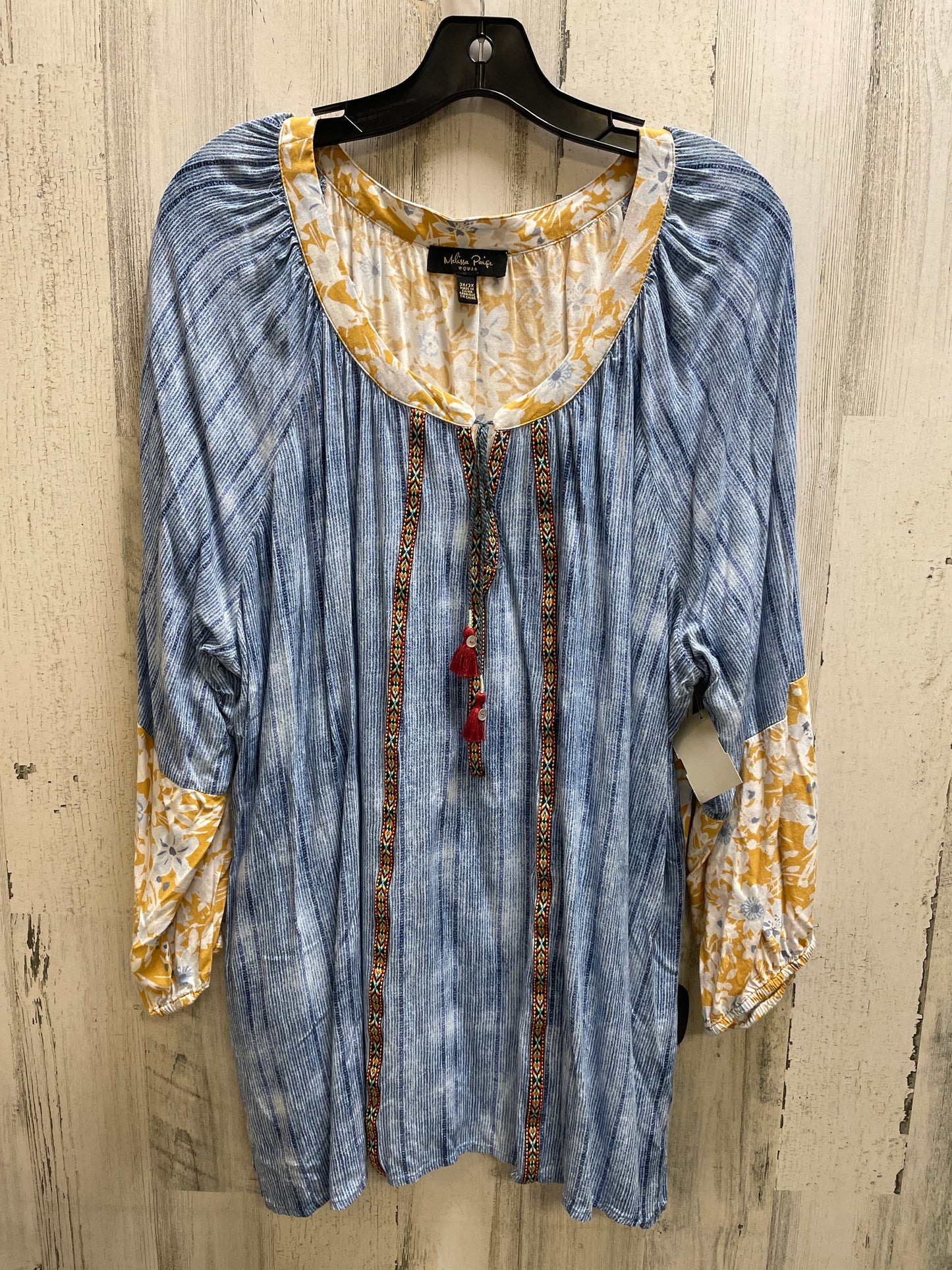 Top Short Sleeve By Melissa Paige In Blue, Size: 3x