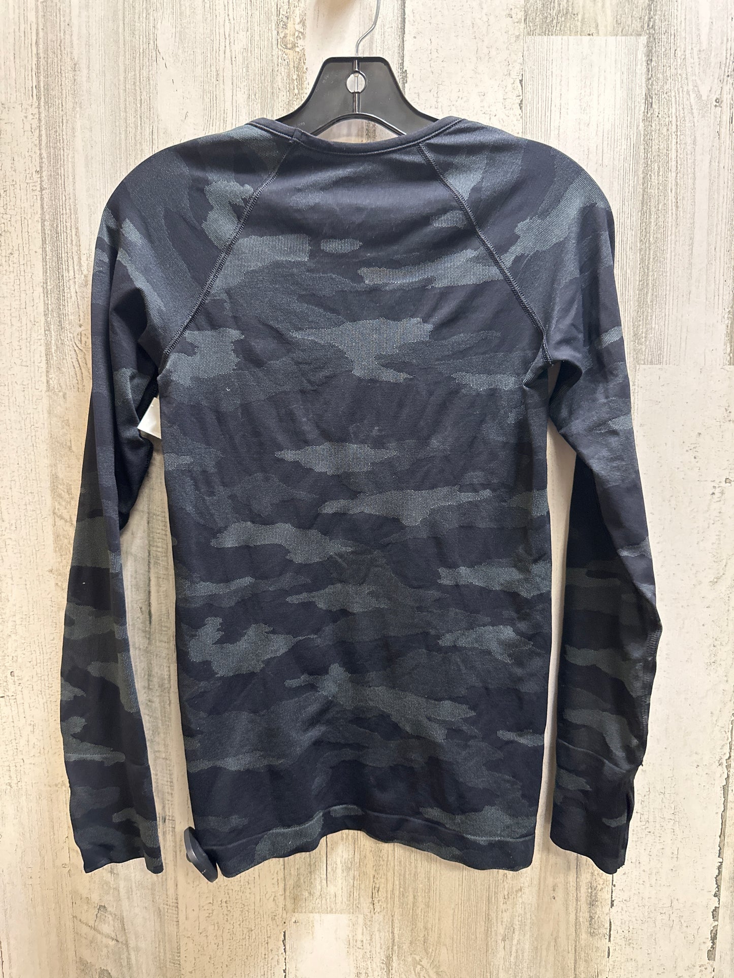 Black Athletic Top Long Sleeve Collar Athleta, Size Xs