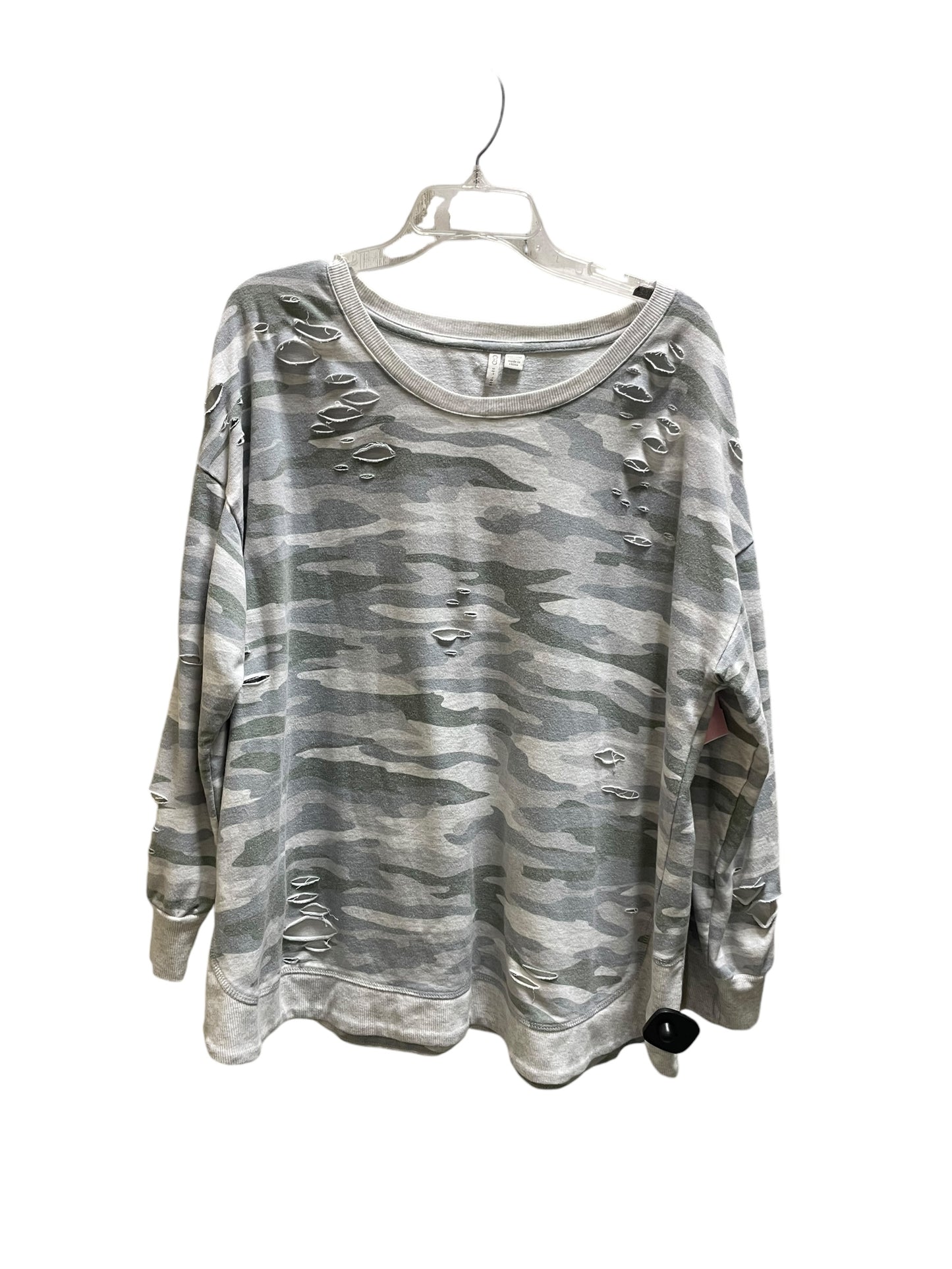 Top Long Sleeve By Cato In Grey, Size: 2x