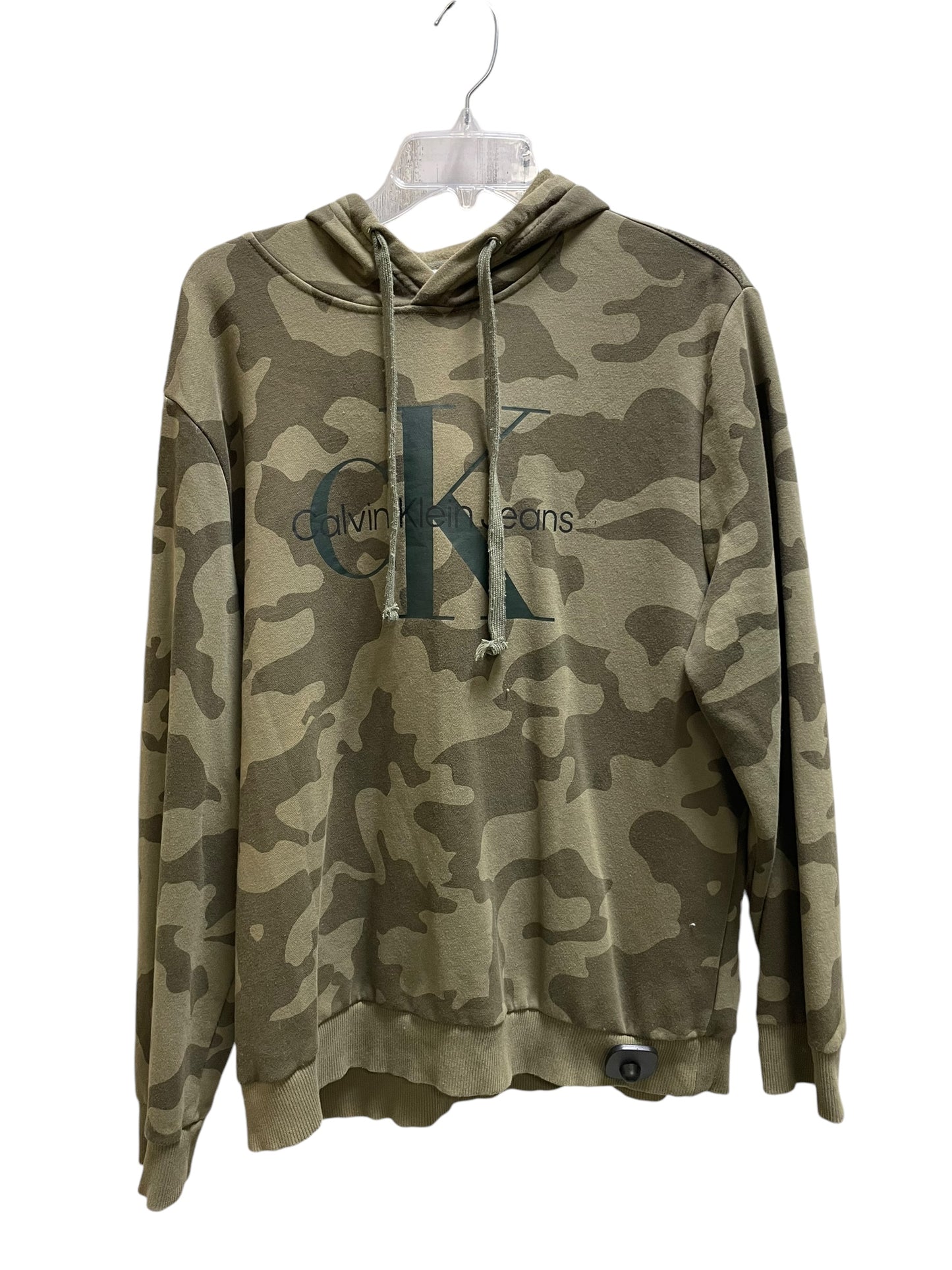 Sweatshirt Hoodie By Calvin Klein In Green, Size: L