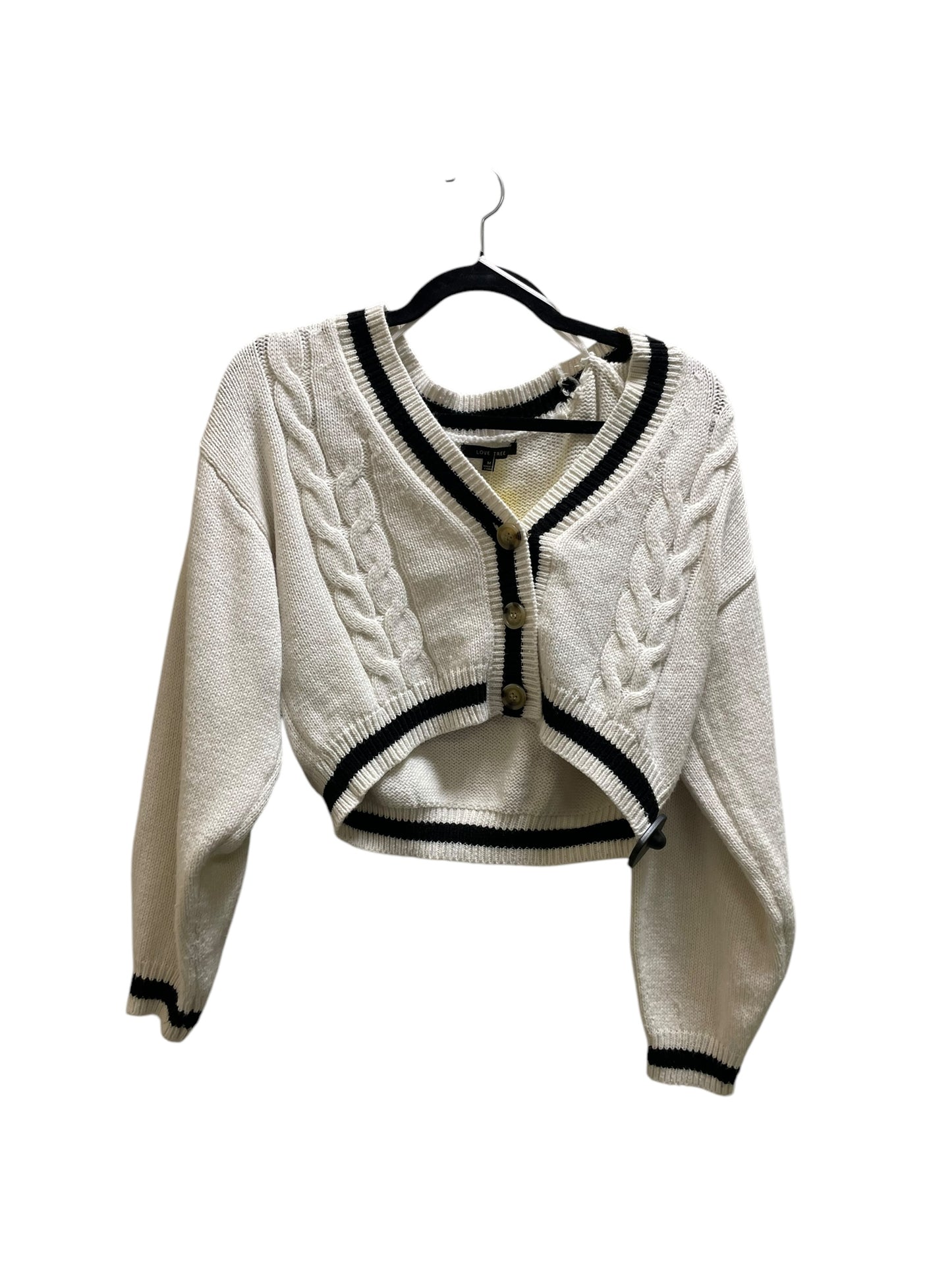 Sweater Cardigan By Love Tree In Cream, Size: M