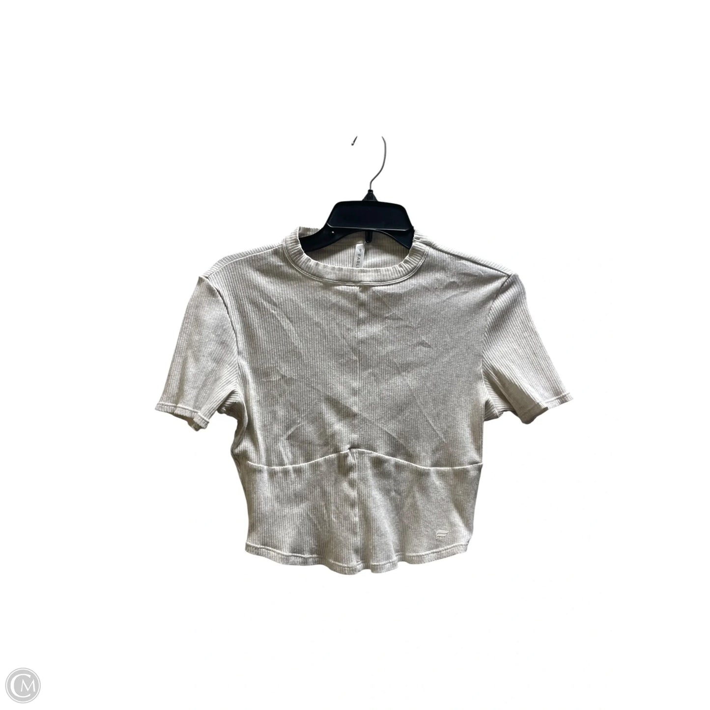 Top Short Sleeve By Fabletics In Cream, Size: L