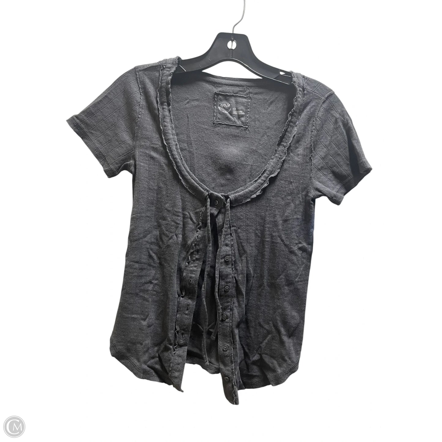 Top Short Sleeve By Aerie In Grey, Size: S